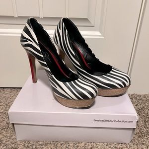 Jessica Simpson Zebra and Cork platforms size 10